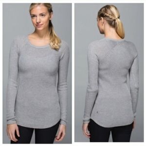 Lululemon Cabin Yogi Long Sleeve. Heathered Medium Grey. Knit. Cashmere Blend. S